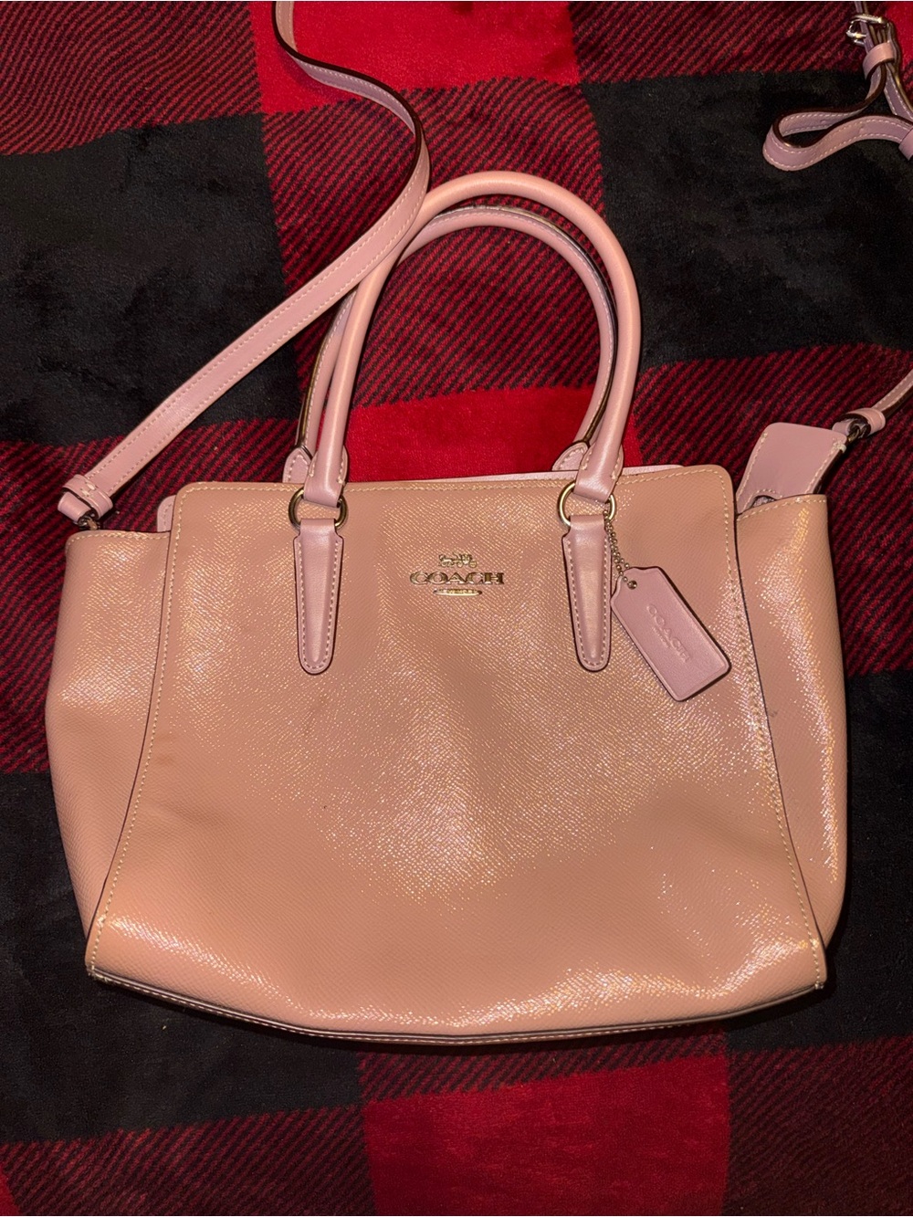 Coach Pebbled Leather Tote Bag in Light Pink